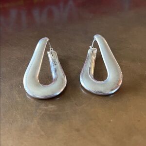 Sterling Silver Italy MILOR Puffy Twisted Oval Loop Hoop Earrings